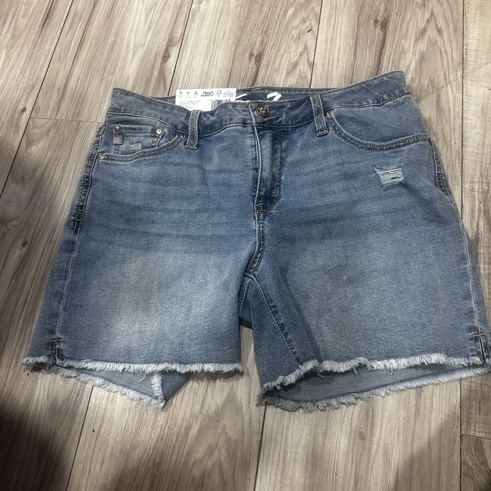 Seven7 Light Blue Jean Shorts with Frayed Hem